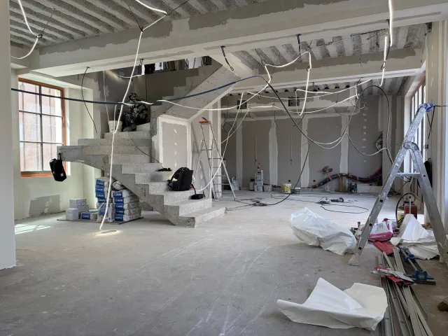 espace bar en cours de travaux de la brasserie canopée